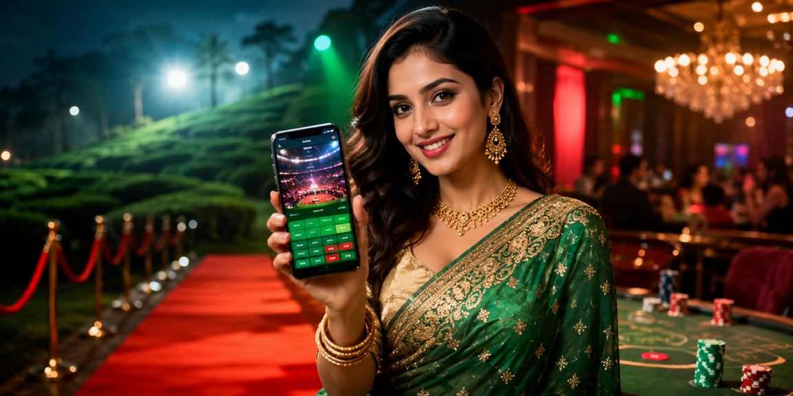 সিলেটে লাল-সবুজ পটভূমিতে মোবাইল ক্যাসিনো ব্যবহার করছেন একজন খেলোয়াড়